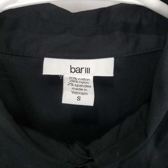Bar III Dress Womens Small Black Half-Button Flounce Shirt Mini - Picture 6 of 7